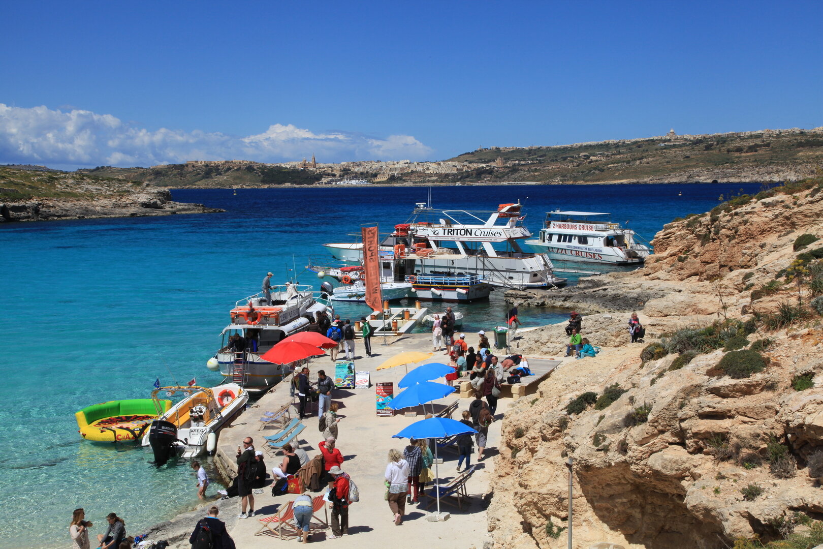 Comino Blue Lagoon with crystal-clear turquoise water in Malta