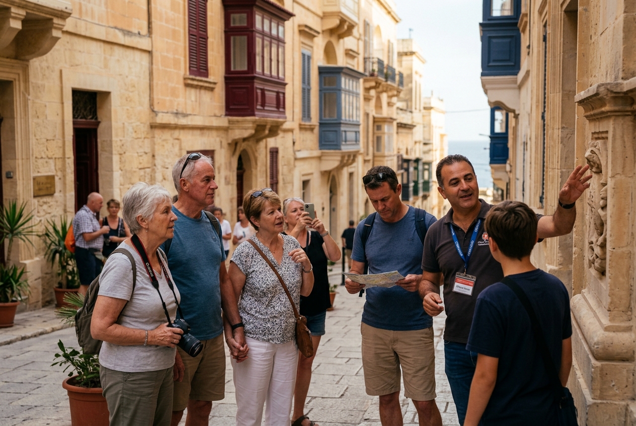 Valletta historic city skyline with Grand Harbor views